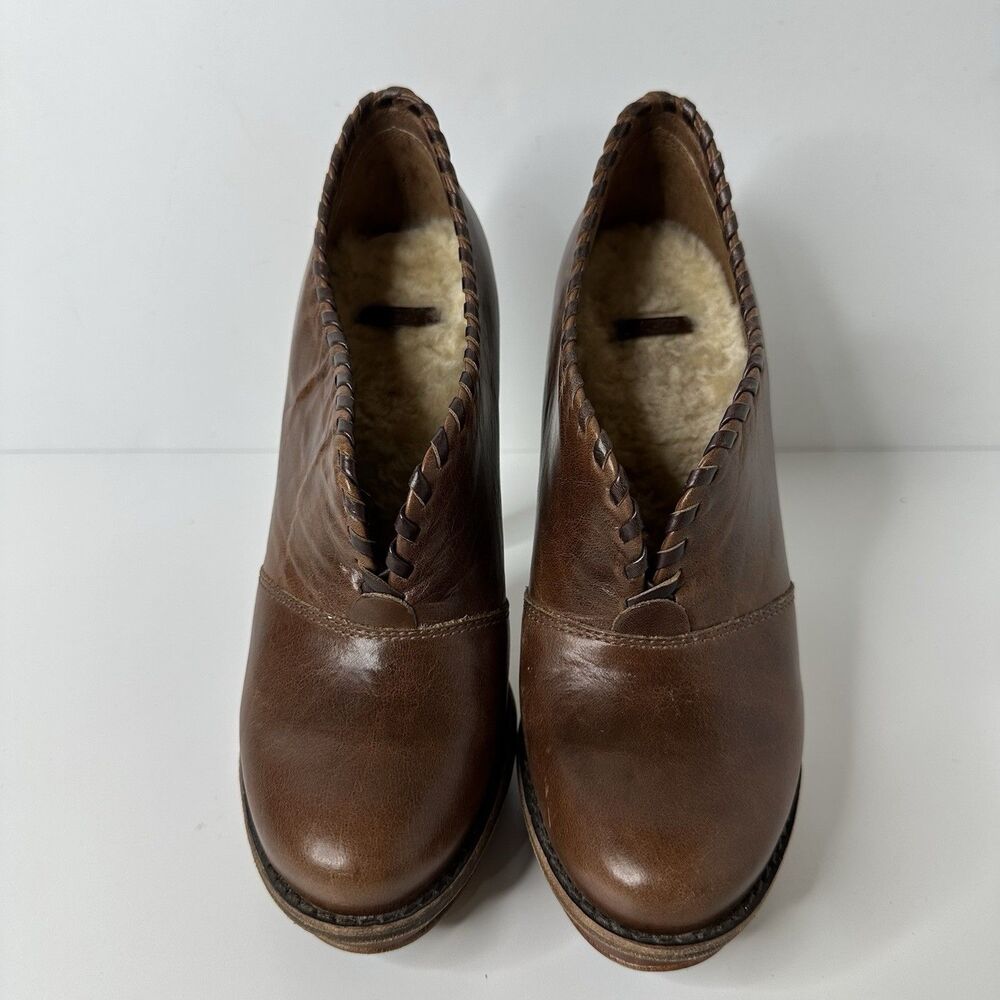 UGG Brown Leather Platform Ankle Pumps - Picture 3 of 16